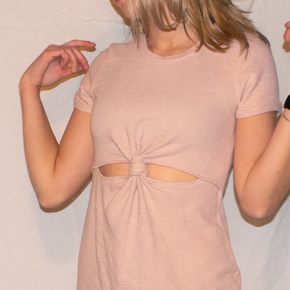 mini peach t-shirt dress